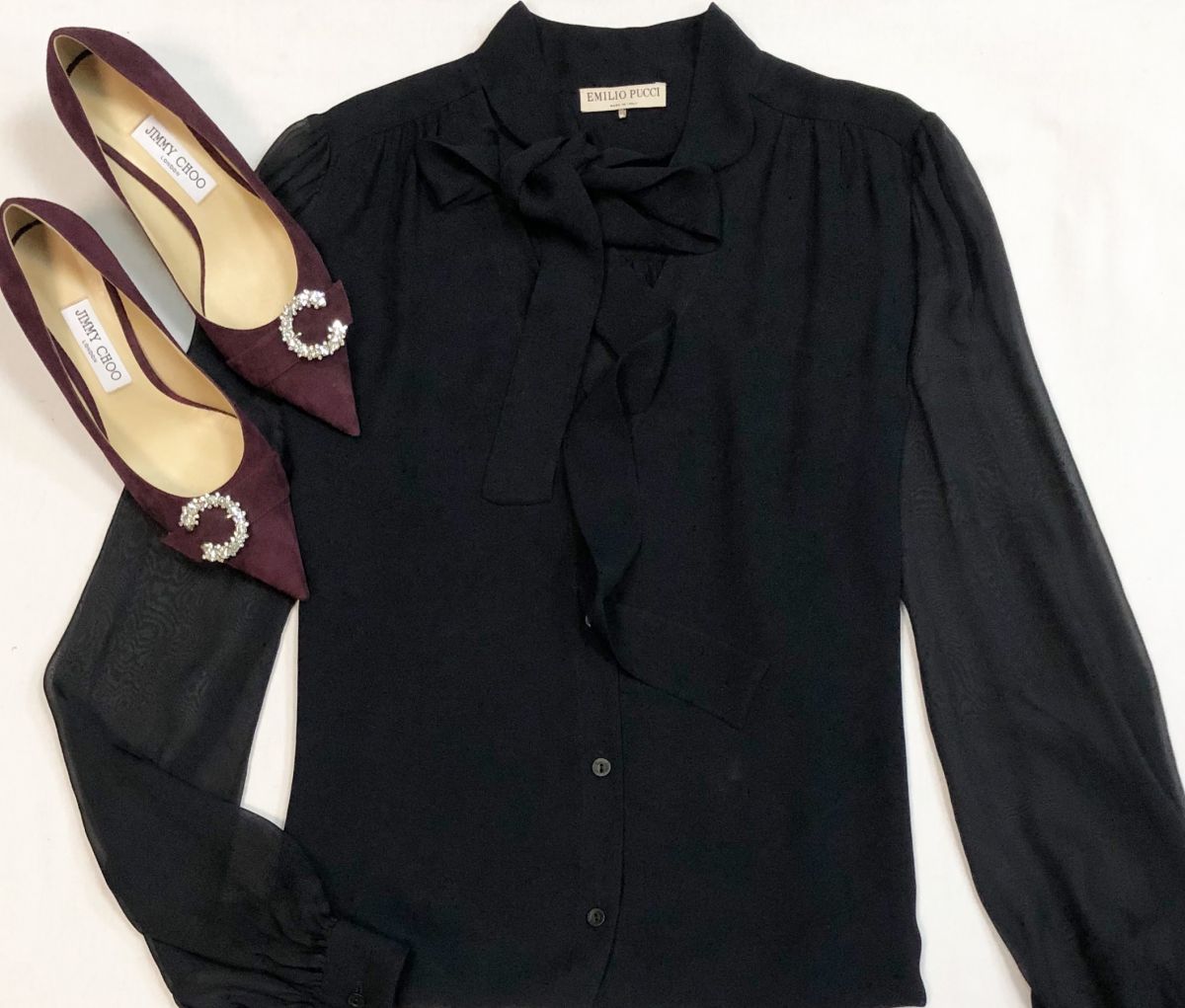 Блузка Emilio Pucci размер 42 цена 23 078 рубТуфли Jimmy Choo размер 40 цена 29 232 руб