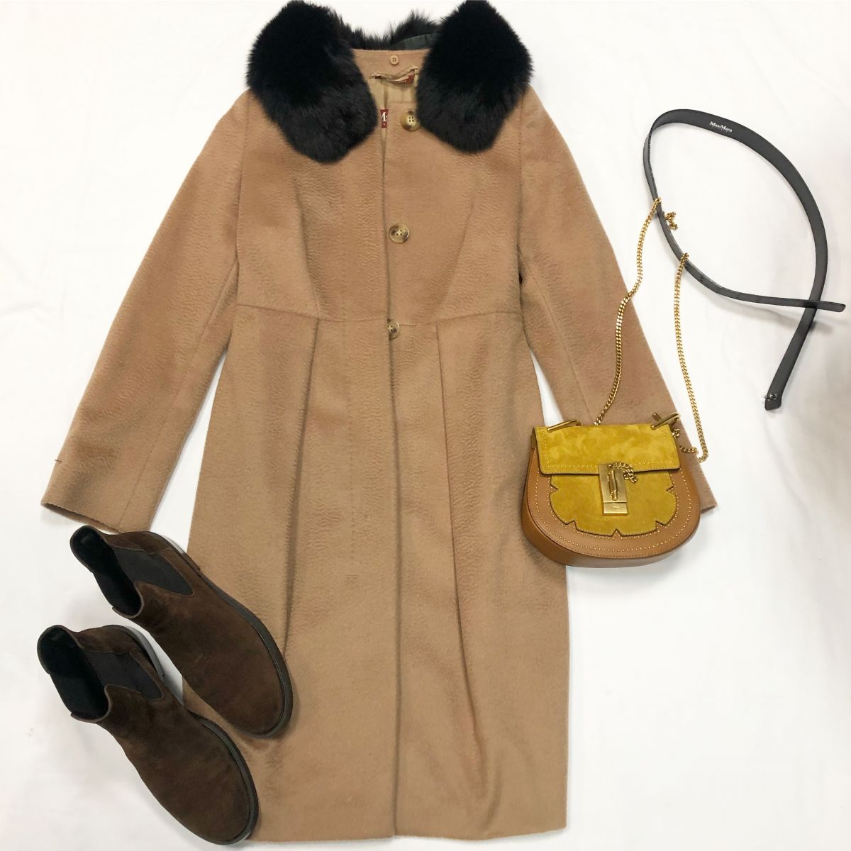 Пальто /отстёгивающийся воротник/мех лисы/ Max Mara размер 34/36 цена 18 462 руб Сумка Chloe