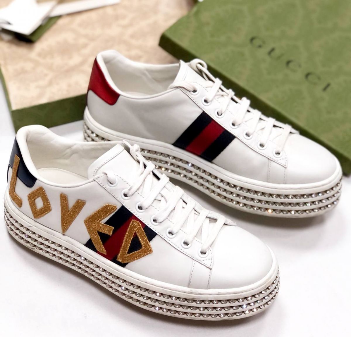 Кеды/ камни/ Gucci размер 37.5 цена 31 310 руб 
