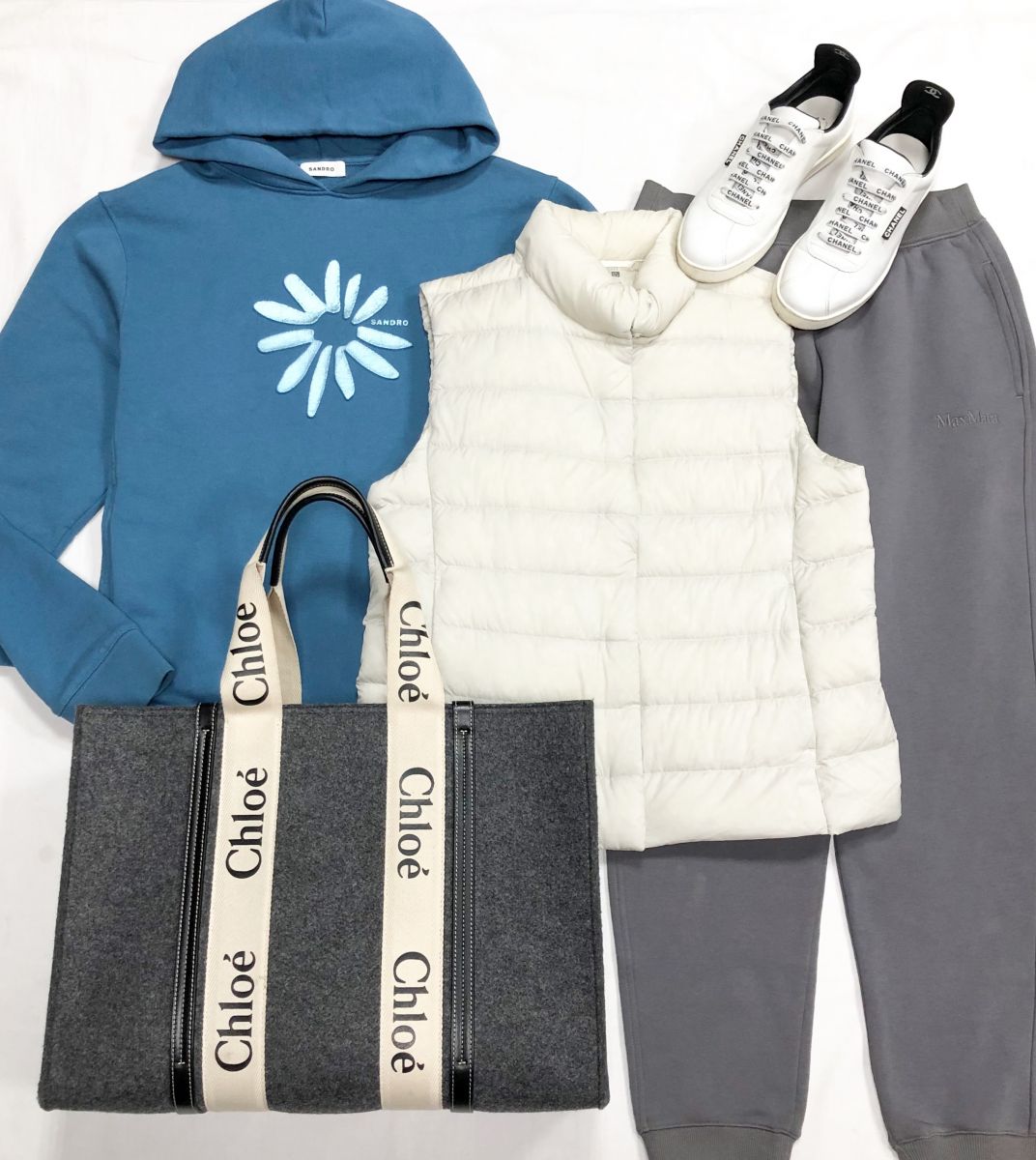 Толстовка Sandro размер M цена 7 828 руб
Брюки Max Mara размер 42 цена 4 697 руб
Жилет M цена 4 697 руб
Кеды Chanel размер 39 цена 78 275 руб
Сумка Chloe