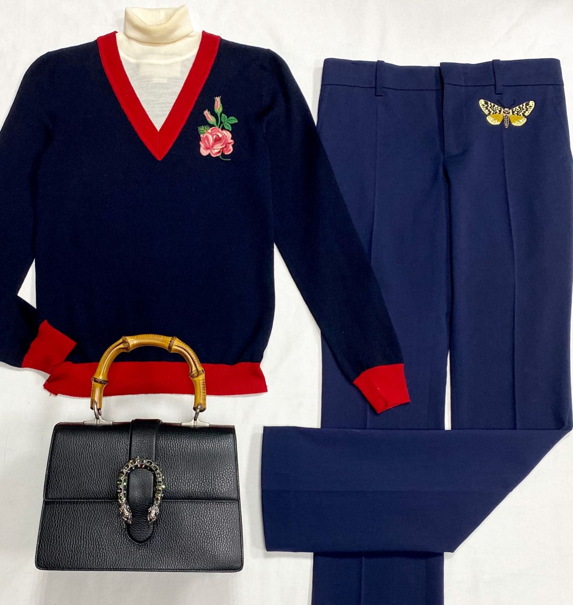 Кофта Gucci размер S цена 31 310 рубБрюки Gucci размер 40 цена 18 786 рубСумка Gucci