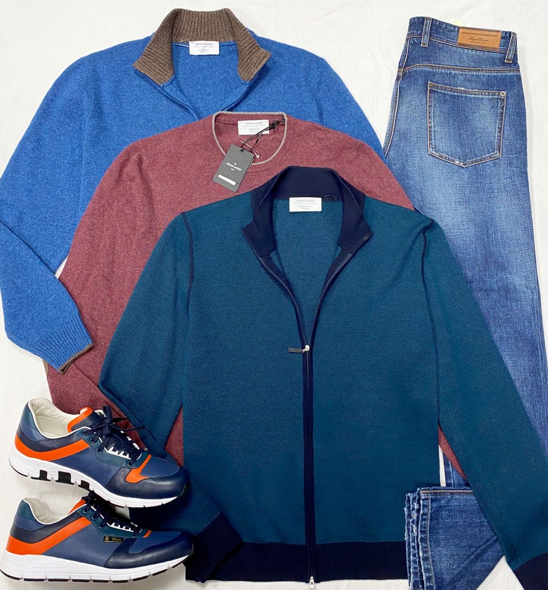 #mechtamen Джемпера / кашемир / шерсть / Gran Sasso размер 50-56 цена по 9 393 руб 
Джинсы Ermanno Scervino размер 46 цена 10 959 руб 
Кроссовки Gucci размер 44 цена 23 483 руб