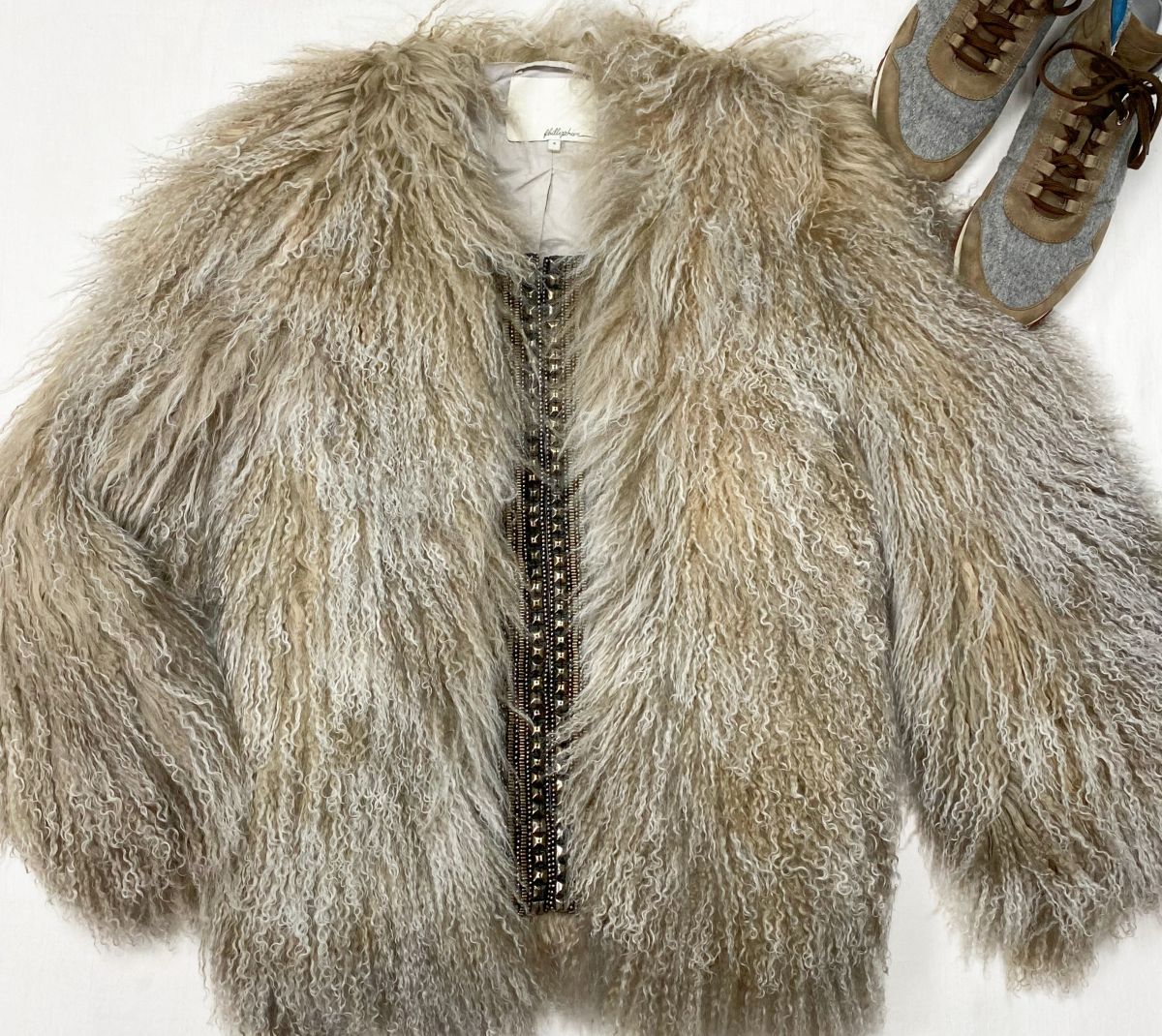 Шубка / мех овчины / отделка металл / Phillip Lim размер 4 цена 46 965 руб