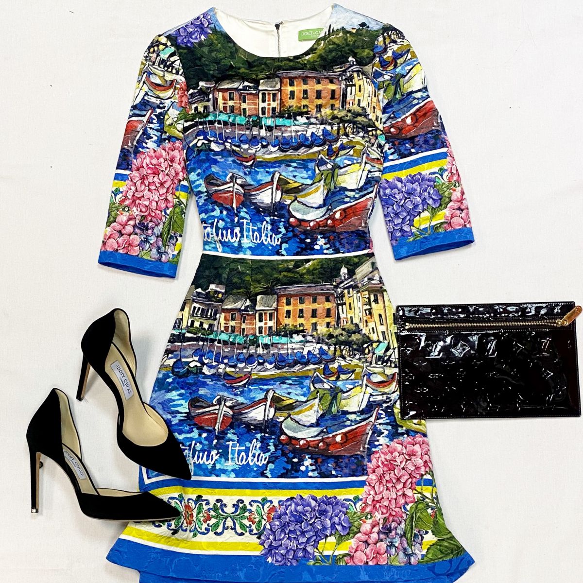 Платье Dolce Gabbana размер 36 цена 23 078 руб
Туфли Jimmy Choo размер 39 цена 15 385 руб
Клатч Louis Vuitton 