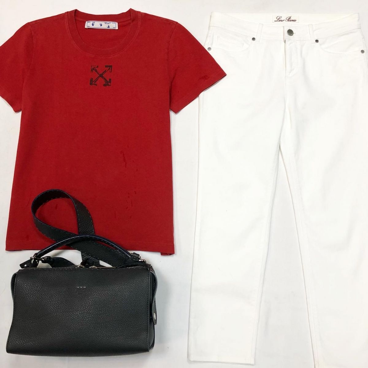 Футболка Off White размер 7 693 рубДжинсы Loro Piana размер 42 цена 15 385 руб Сумка Fendi