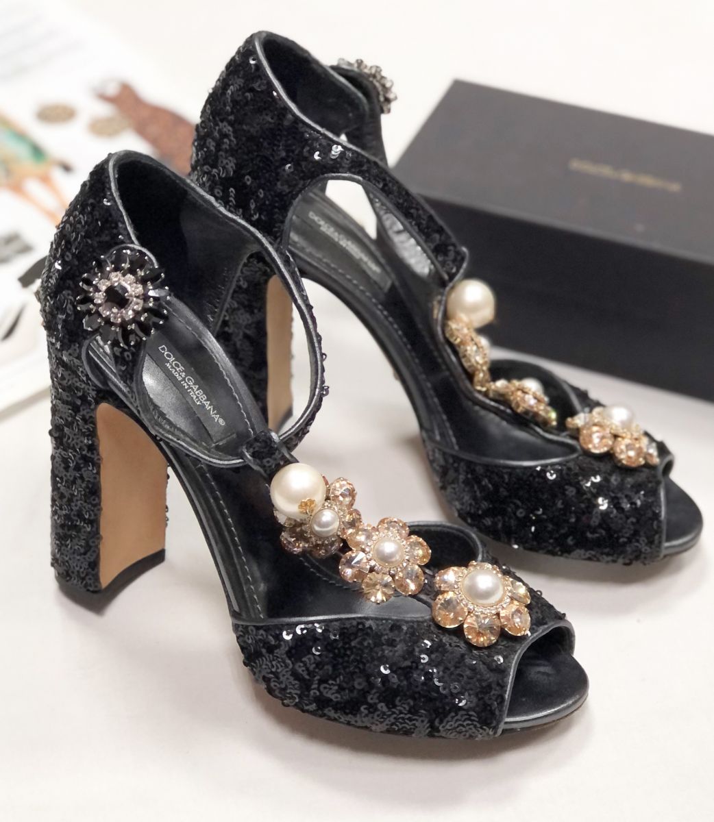 Босоножки / камни/ пайетки/ Dolce Gabbana размер 37 цена 10 959 руб