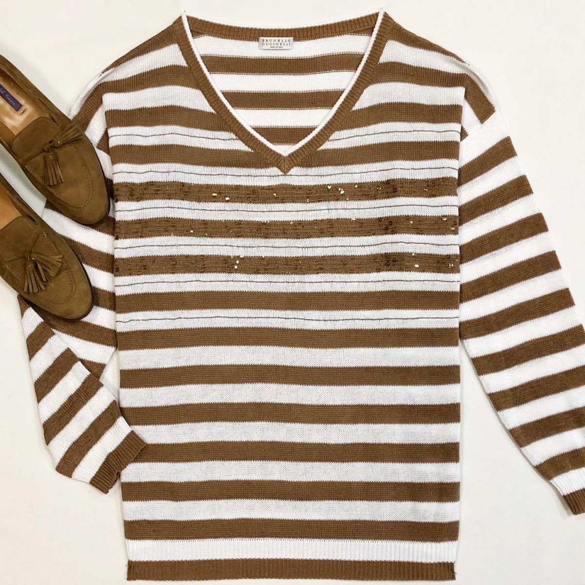 Кофта/манили/ пайетки/ Brunello Cuccinelli размер XL цена 27 693 рубЛоферы Ralph Lauren размер 37.5 цена 10 770 руб