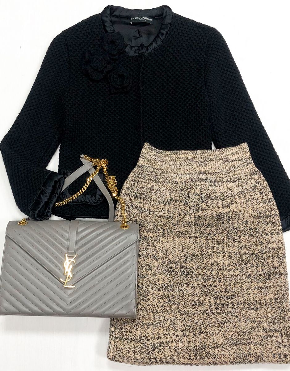Жакет Dolce Gabbana размер 42 цена 15 655 руб
Юбка Sonia Rykiel размер 36 цена 4 697 руб
Сумка Saint Laurent