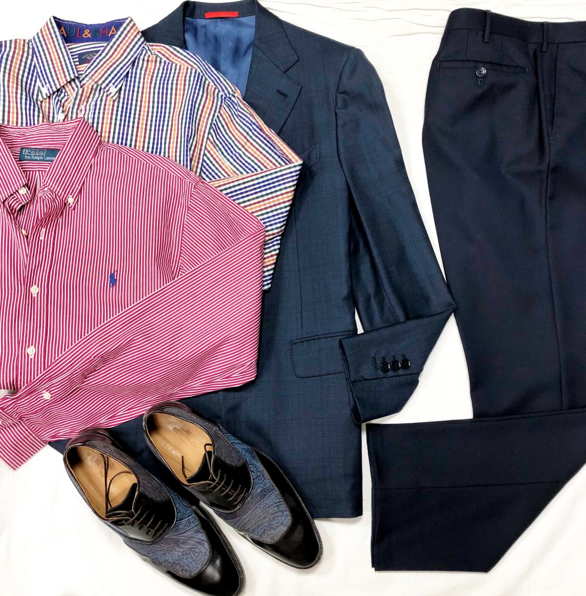 #Mechtamen
Пиджак ISAIA размер М цена 12 524 руб 
Брюки Rota for JEANJACQUES размер XL цена 7
828 руб 
Туфли ETRO размер 9 цена 15 655 руб