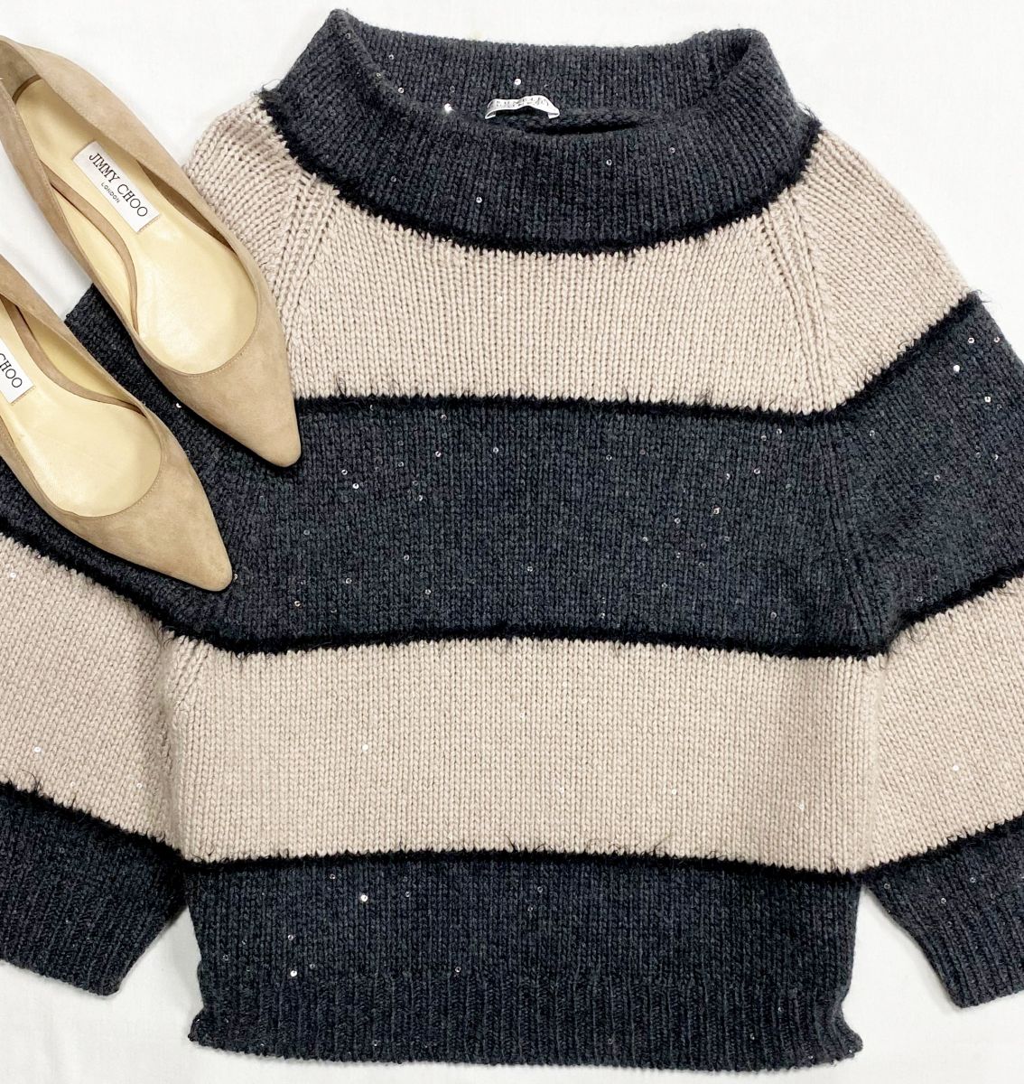 Кофта /пайетки/ размер M цена 31 310 рубБалетки Jimmy Choo размер 37.5 цена 12 524 руб