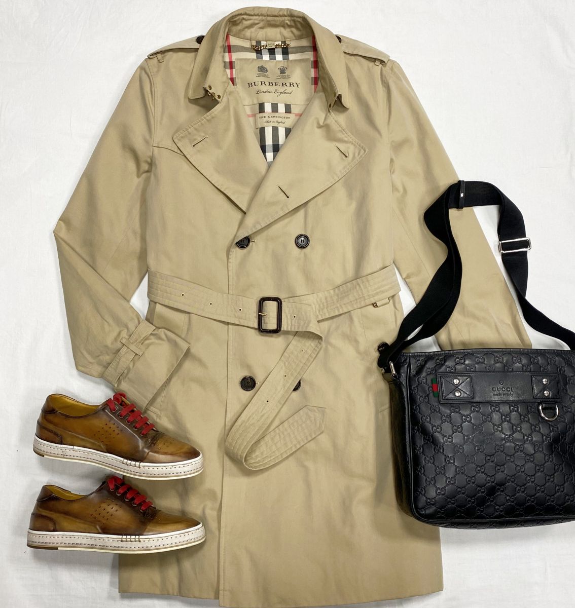 #mechtamen Тренч Burberry размер 56 цена 31 310 руб 
Кеды Berluti размер 41.5 цена 18 786 руб 
Сумка Gucci