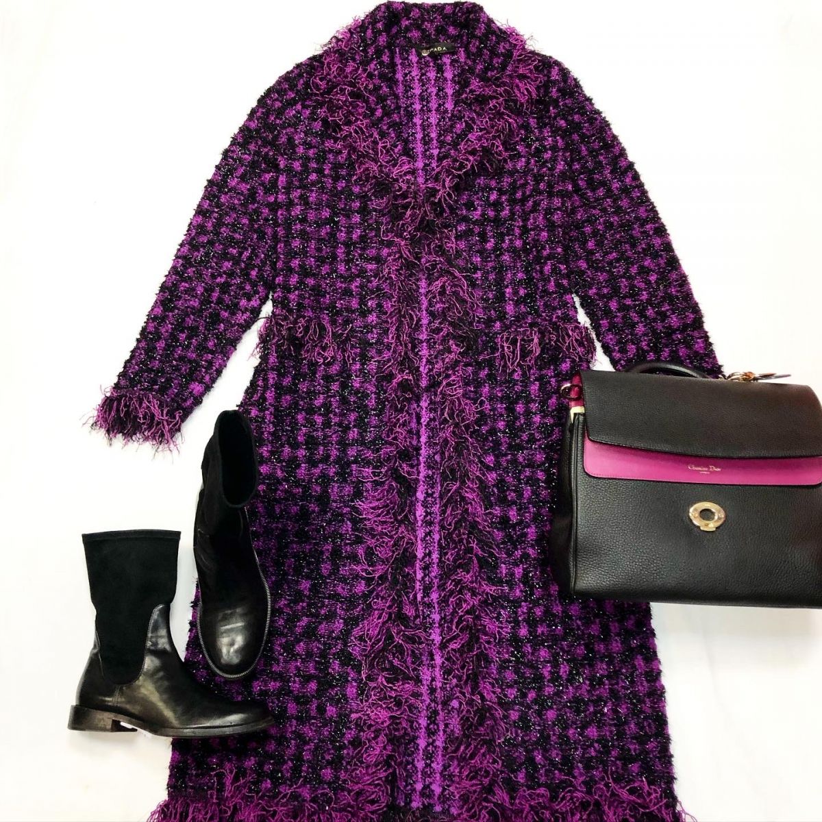 Пальто /люрекс/ Escada размер 40 цена 15 385 руб Сапожки GUNEX размер 38.5 цена 7 693 руб Сумка Christian Dior