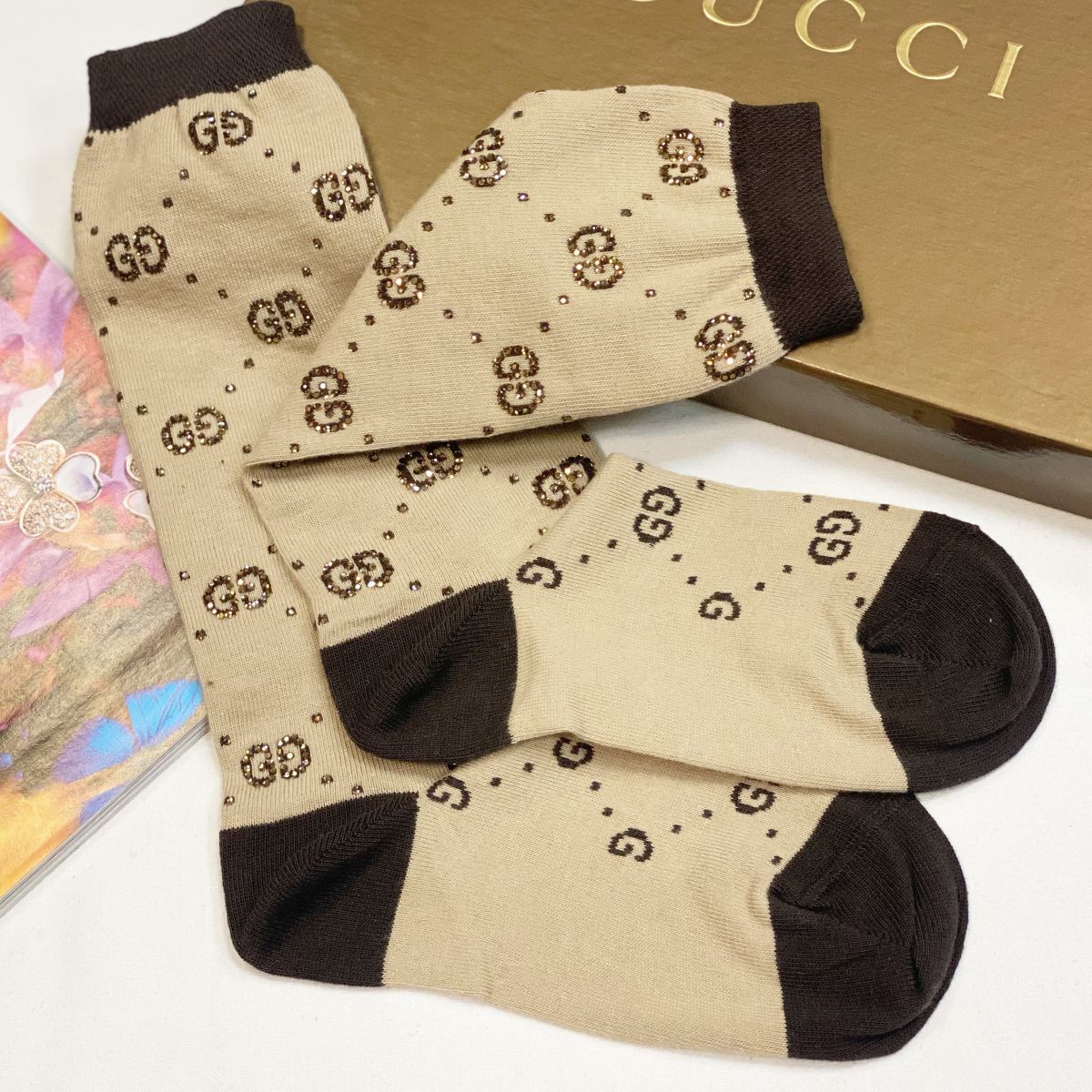 Носки/стразы/ Gucci размер 36 цена 7 693 руб/новые / 