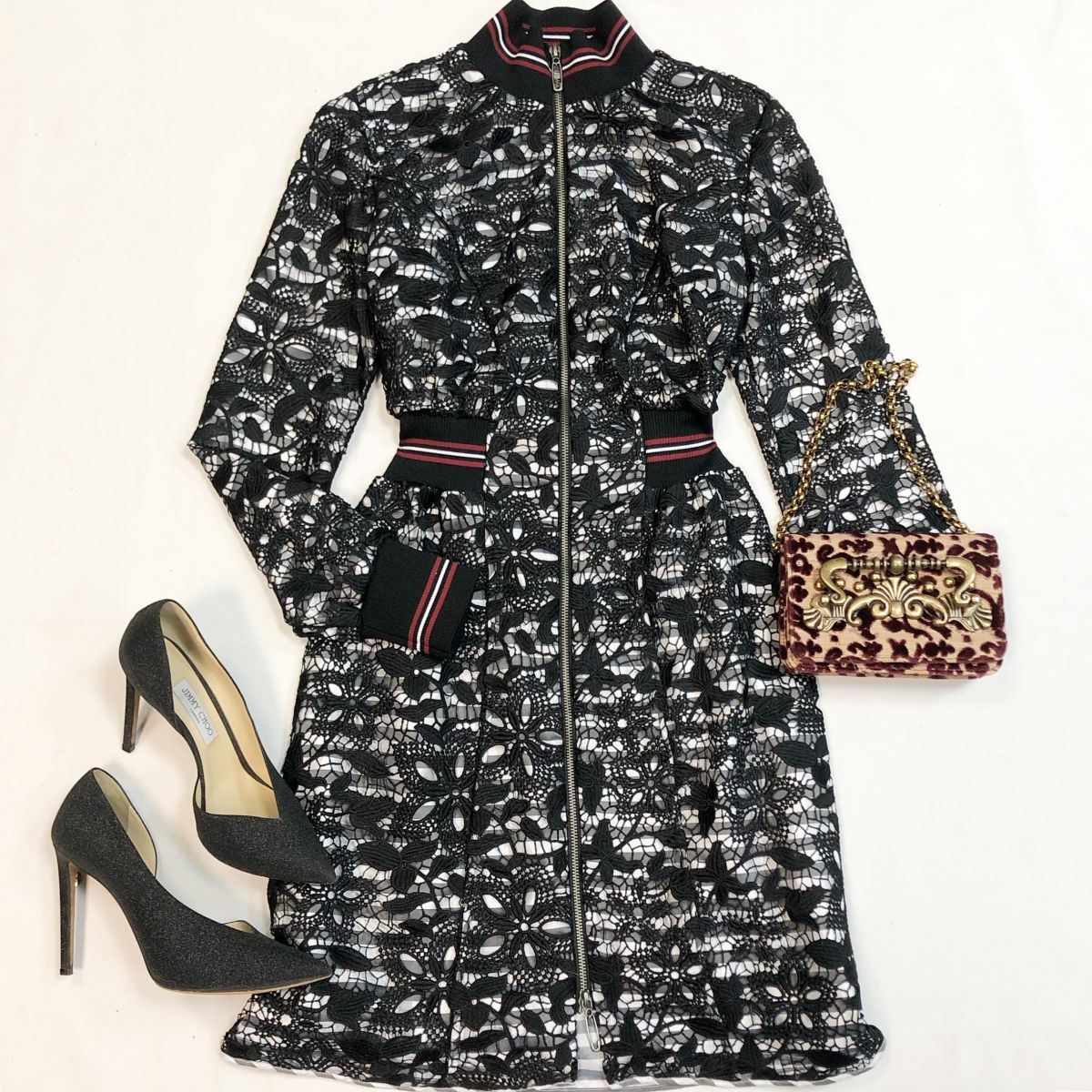 Платье/ажур/ Sonia Rykiel размер 38 цена 10 770 рубТуфли Jimmy Choo размер 40 цена 12 308 рубСумка Dolce Gabbana