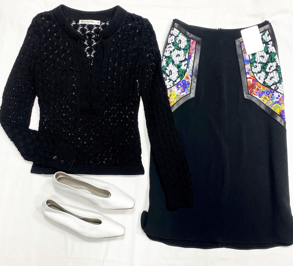Кофта Christian Dior размер 38 цена 15 385 руб
Юбки Stella McCartney размер 40 цена 12 308 руб/с биркой/ 
Балетки Bottega Veneta размер 37.5 цена 23 078 руб