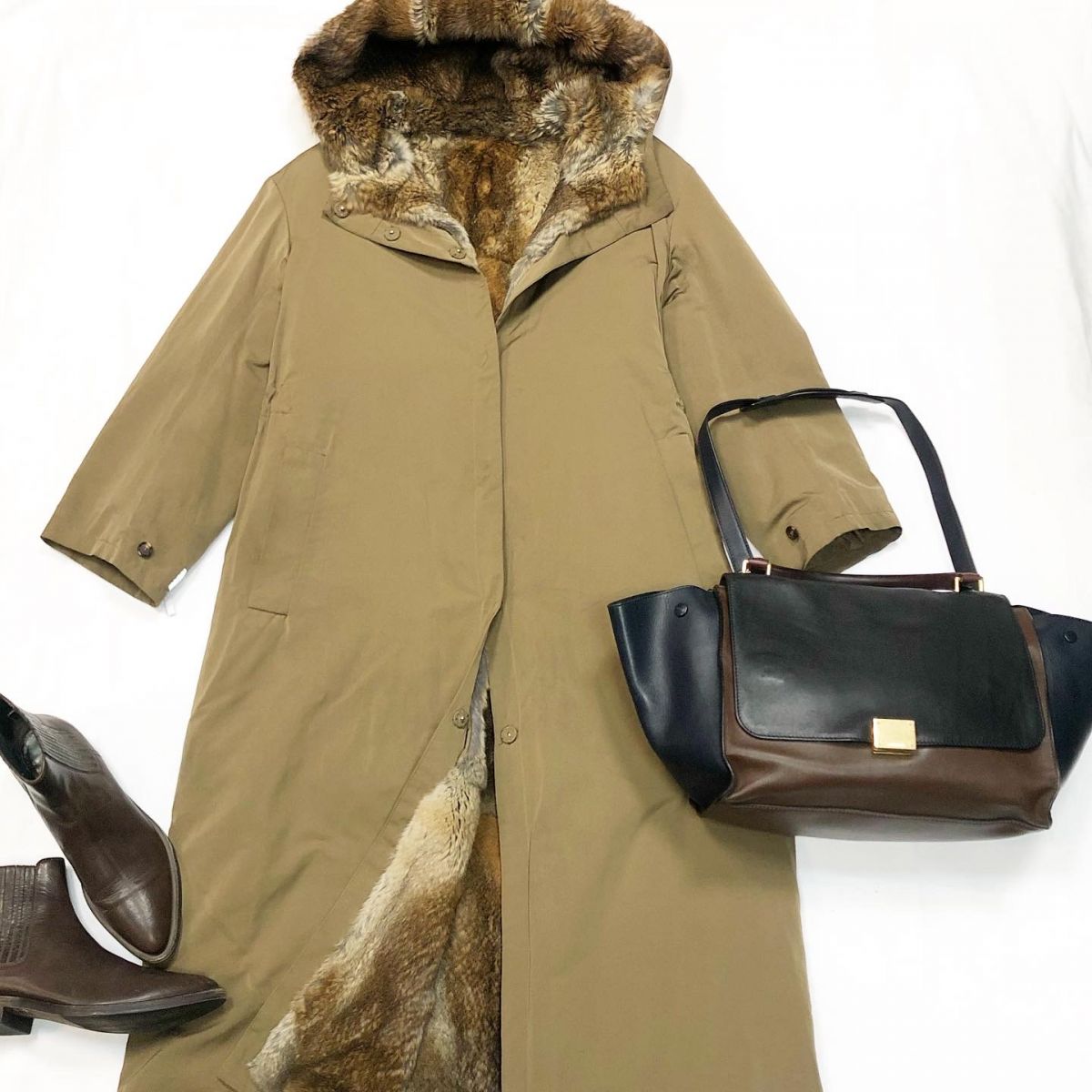 Парка /съёмный подклад/ Max Mara размер 44 цена 38463 руб Ботинки BRUNELLO CUCCINELLI размер 38 цена 23 078 руб Сумка CELINE