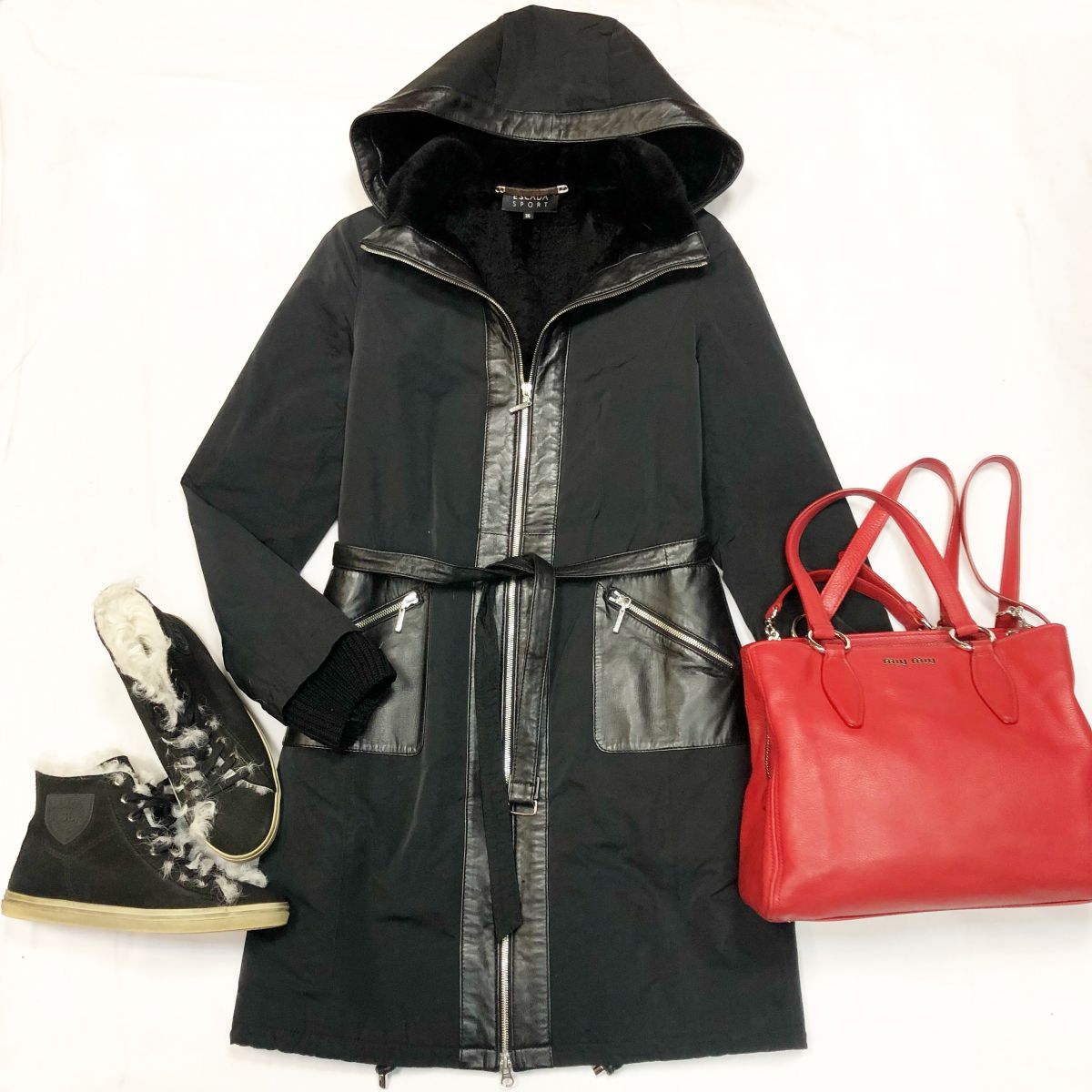 Парка ESCADA SPORT размер 36 цена 30 770 руб Кеды SAINT LAURENT размер 39 цена 23 078 руб Сумка MIU MIU