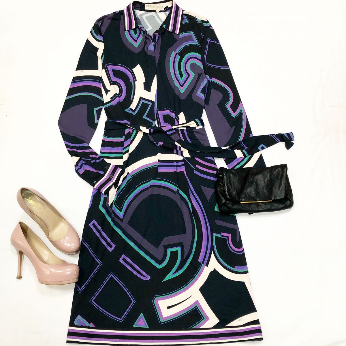 Платье Emilio Pucci размер 42/46 цена 6 154 рубТуфли YSL размер 37 цена 7 693 руб Клатч Lanvin