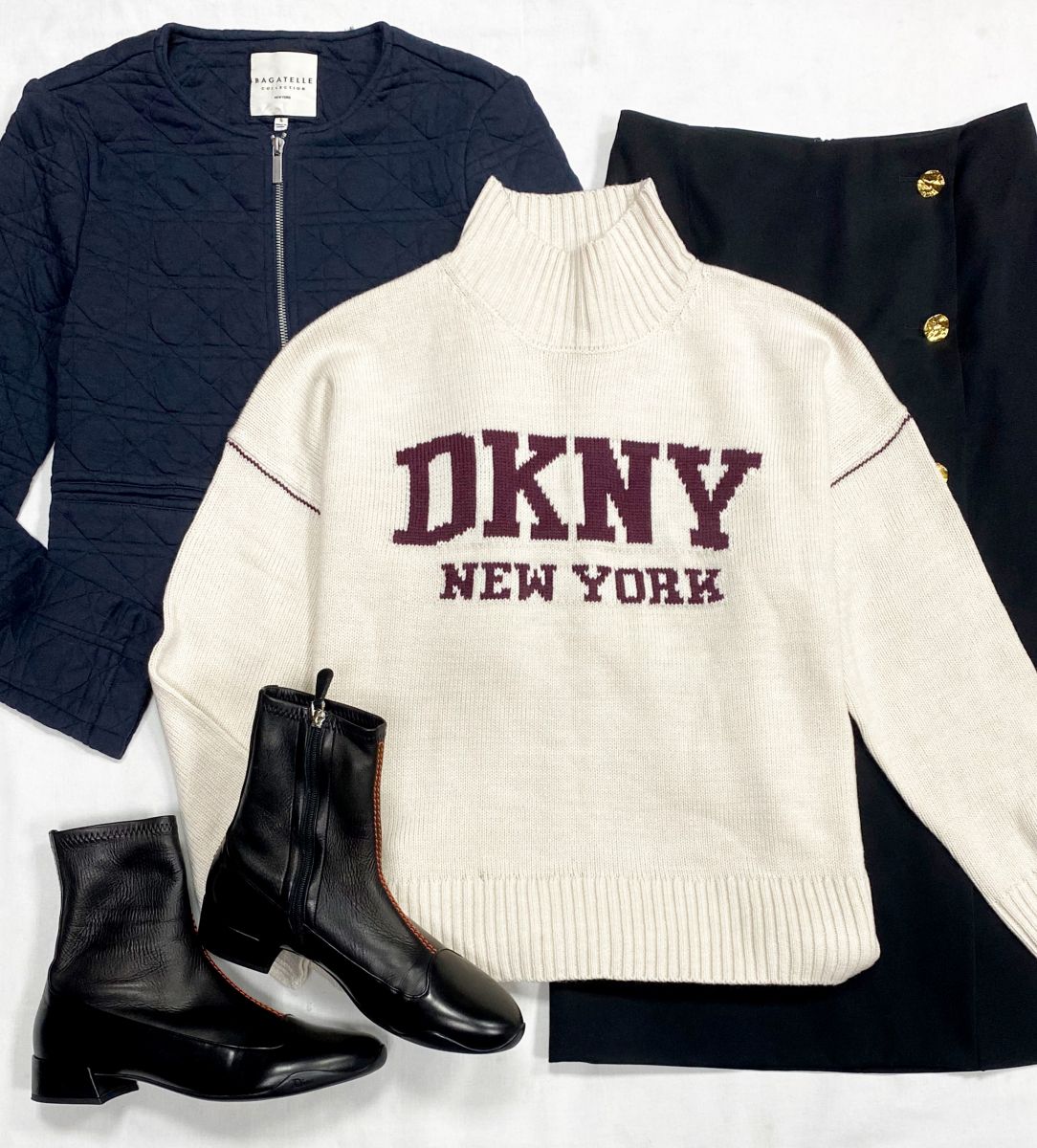 Свитер DKNY размер M цена 5 479 руб
Юбка Nina Ricci размер 38 цена 15 655 руб
Куртка Bagatelle размер S цена 5 479 руб
Ботинки Christian Dior размер 40.5 цена 23 483 руб
