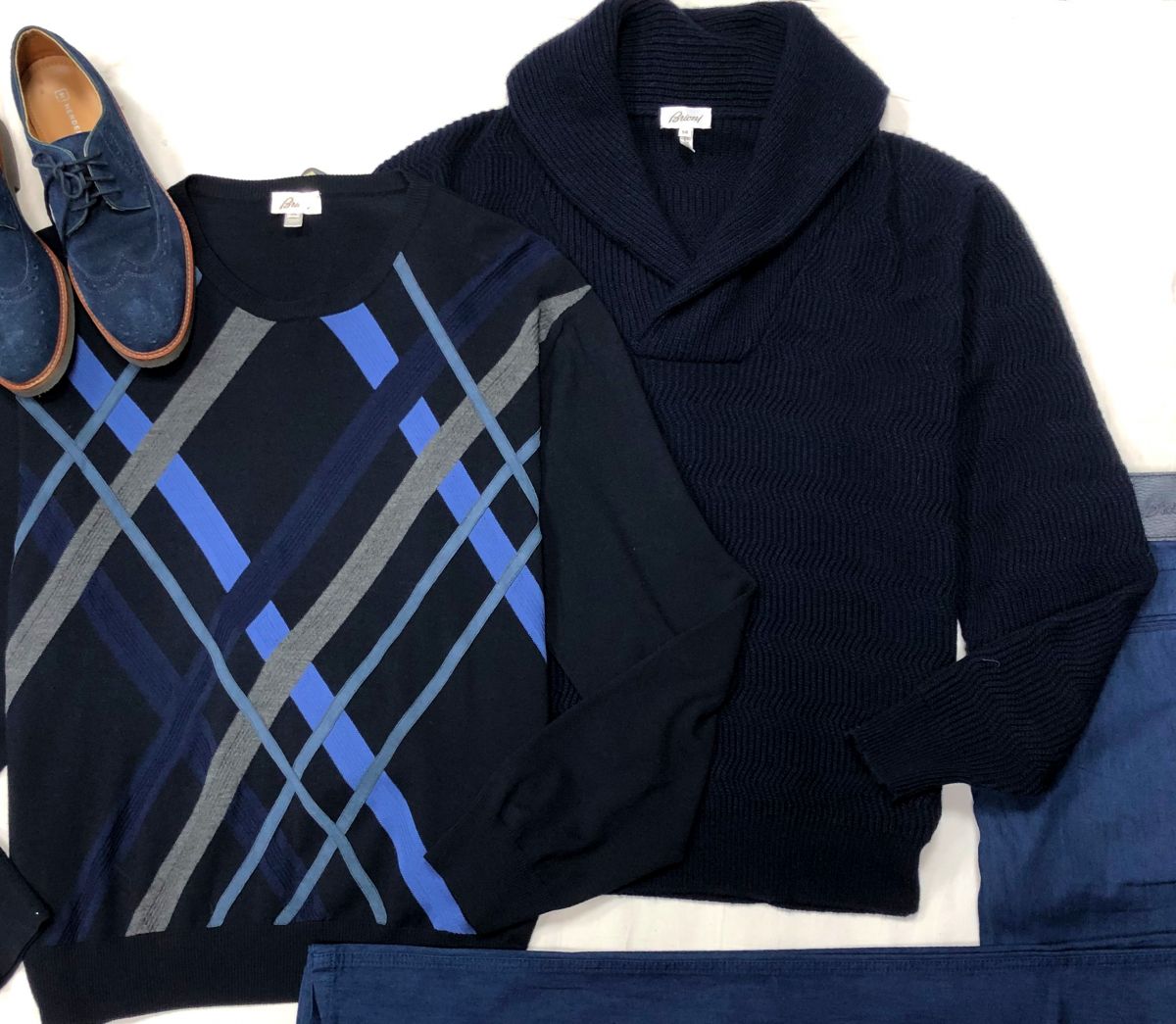 #Mechtamen
Свитера Brioni размер 60/ 58 цена по 15 655 руб 
Джинсы Brioni размер 36 цена 10 959 руб 
Туфли HENDERSON размер 41 цена 7 828 руб