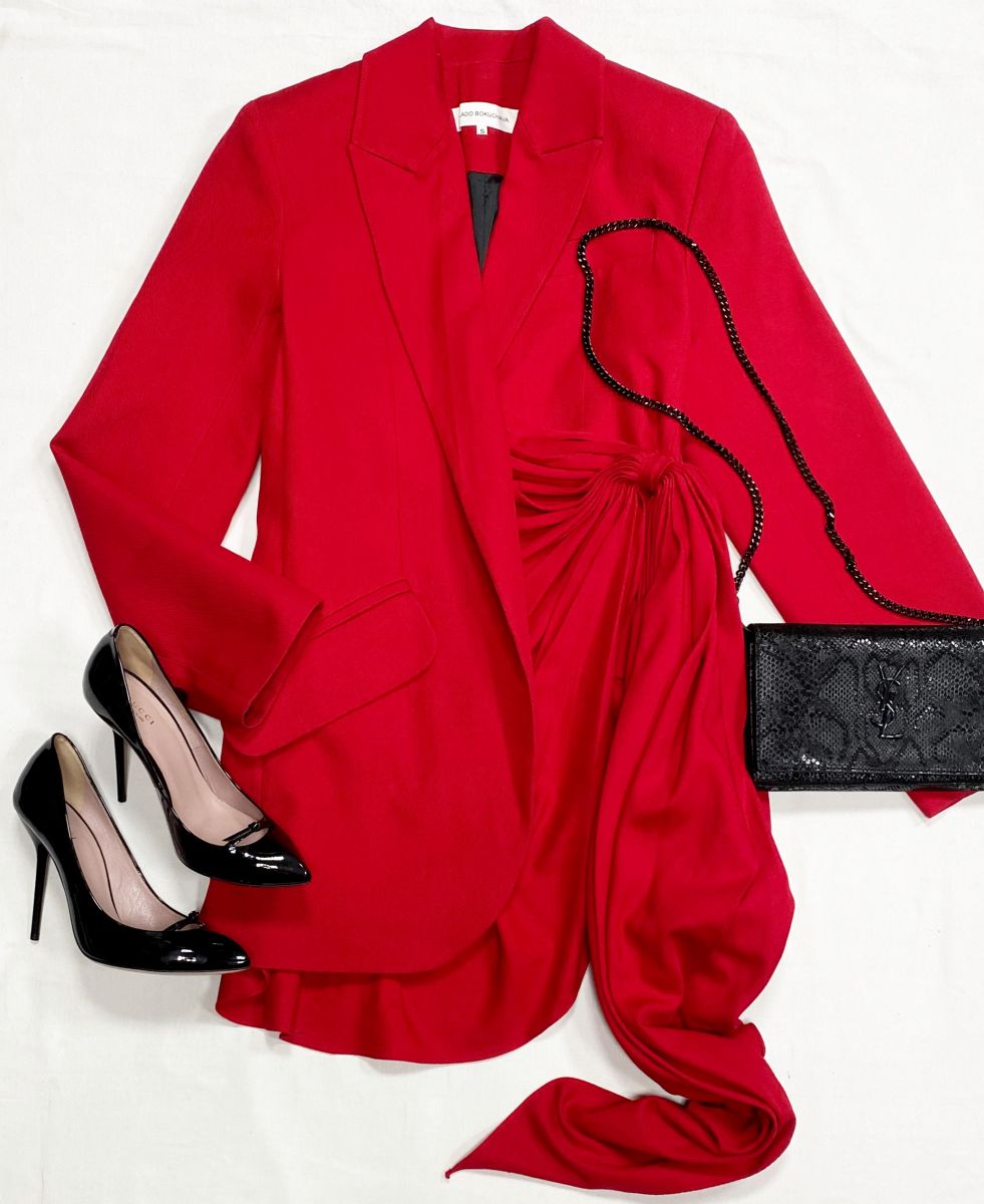 Жакет Lado Bokuchava размер S цена 23 483 рубТуфли Gucci размер 39.5 цена 18 786 рубСумочка Ysl