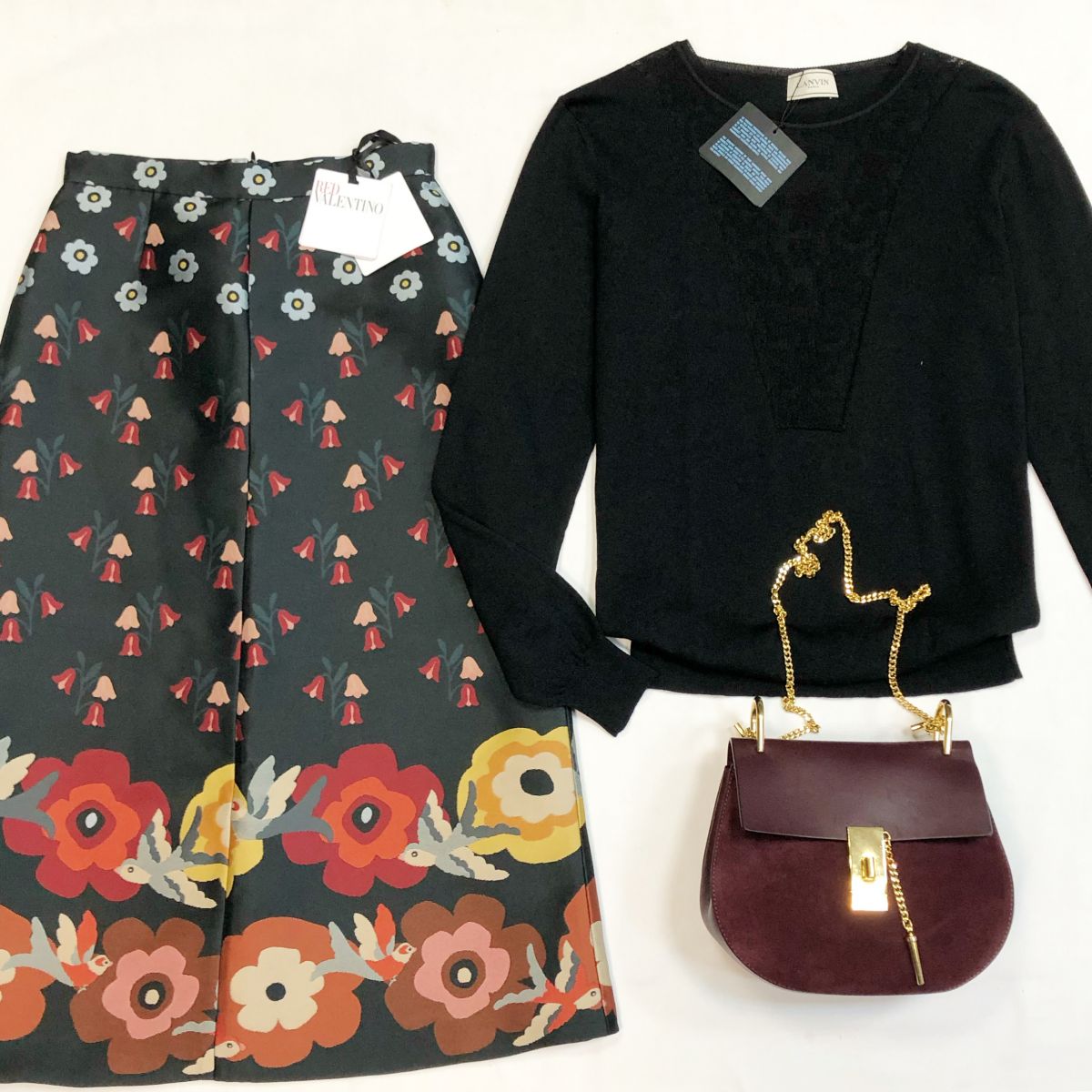 Кофта Lanvin размер L цена 9 231 руб/с биркой/ Юбка Red Valentino размер 38 цена 13 947 руб/с биркой/ Сумка Chloe