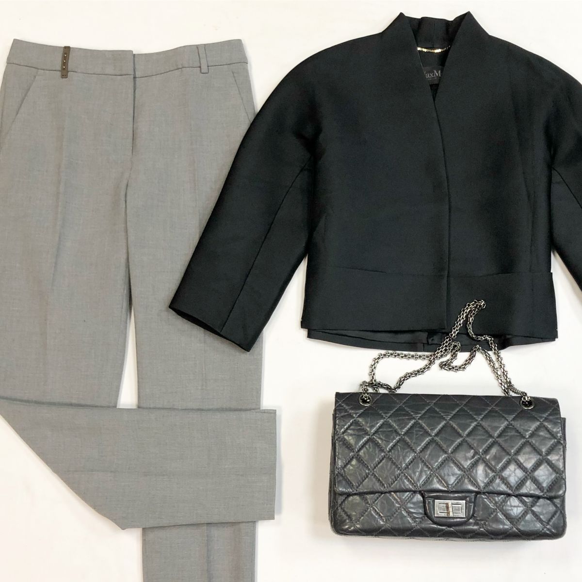 Жакет Max Mara размер 40 цена 7 693 рубБрюки Peserico размер 42 цена 4 616 рубСумка Chanel