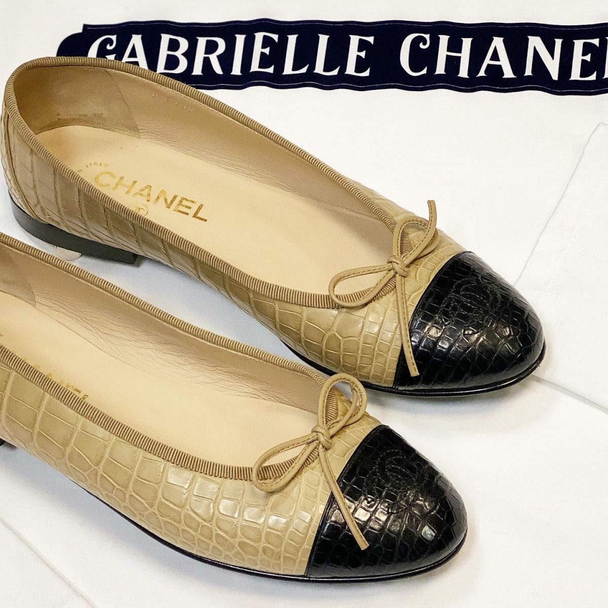 Балетки / крокодил / Chanel размер 38.5 цена 61 540 руб 