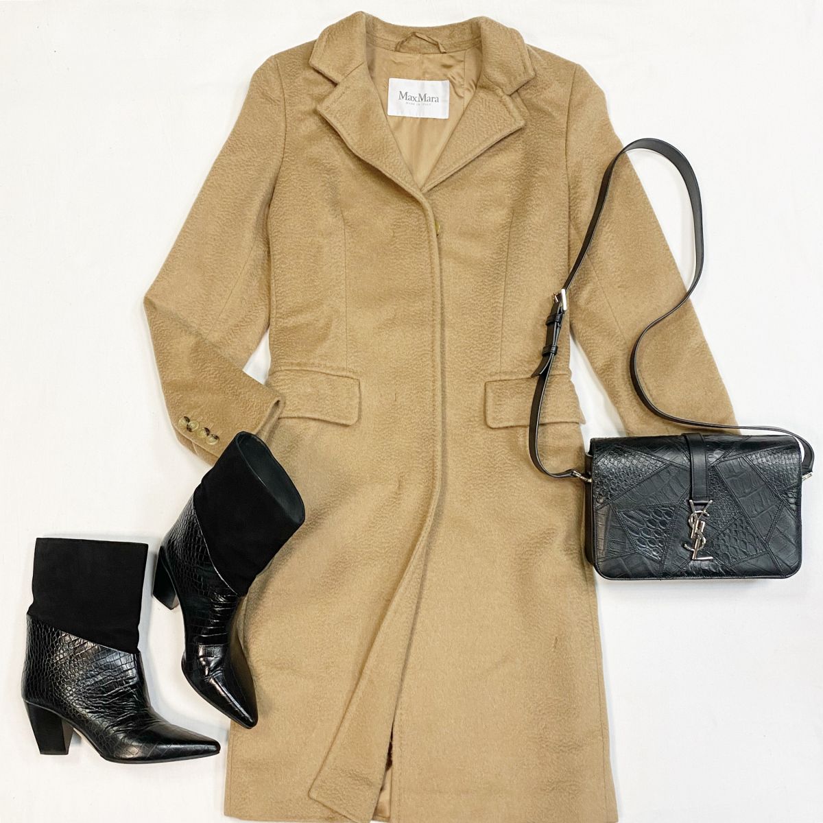 Пальто Max Mara размер 40 цена 15 385 рубБотинки Jimmy Choo размер 36 цена 15 385 руб Сумка Ysl