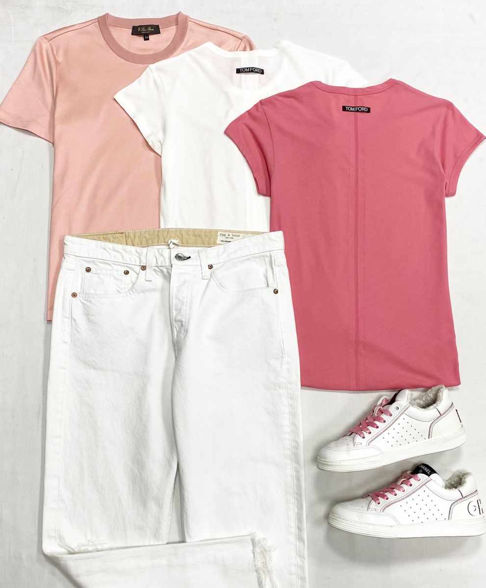 Футболки Tom Ford / размер 38/44 цена от 15 655 руб до 23 483 рубДжинсы Rag Bone размер 27 цена 31 310 рубКроссовки Chanel размер 38.5 цена 46 965 руб