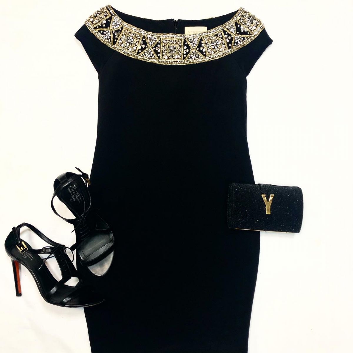 Платье /стразы/ Marchesa размер 36/40 цена 10 770 руб Клатч YSL