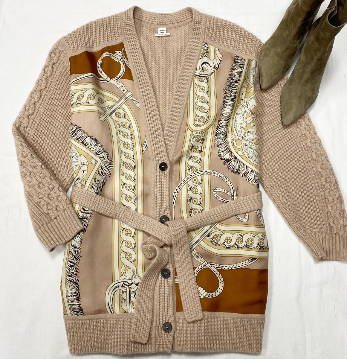 Кардиган / кашемир / отделка шелк / Hermès размер 44 цена 156 550 руб