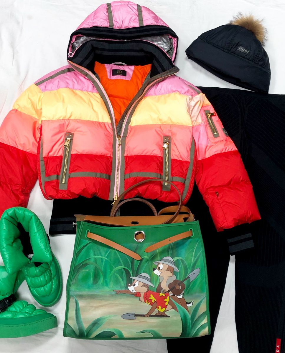 Куртка BOGNER размер S цена 31 314 руб 
Легинсы PRADA размер M цена 31 314 руб 
Дутики KRISJOY цена 23 483 руб 
Сумка HERMES 
Шапка GFEERRE