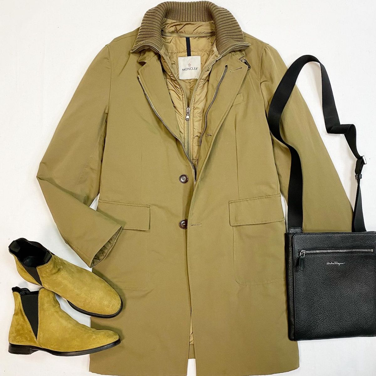 Пальто Moncler размер 3 цена 23 078 руб Ботинки Acne Studios размер 41 цена 15 385 руб Сумка Salvatore Ferragamo