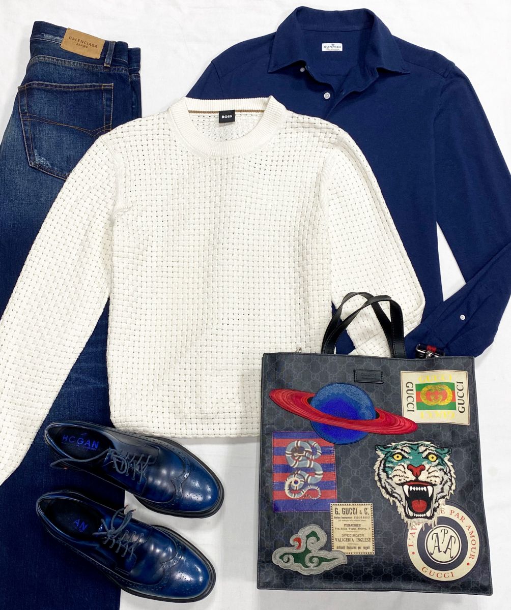 #mechtamen Кофта Boss размер L цена 6 262 руб
Джинсы Balenciaga размер 27 цена 31 310 руб
Рубашка размер 41/16 цена 2 348 руб
Ботинки Hogan размер 41.5 цена 10 959 руб
Сумка Gucci