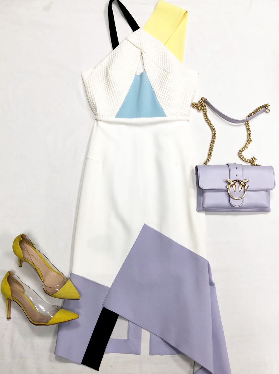 Платье Roland MOURET размер 44 цена 39 138 руб
Туфли Gianvito Rossi размер 38 цена 12 524 руб
Сумка Pinko