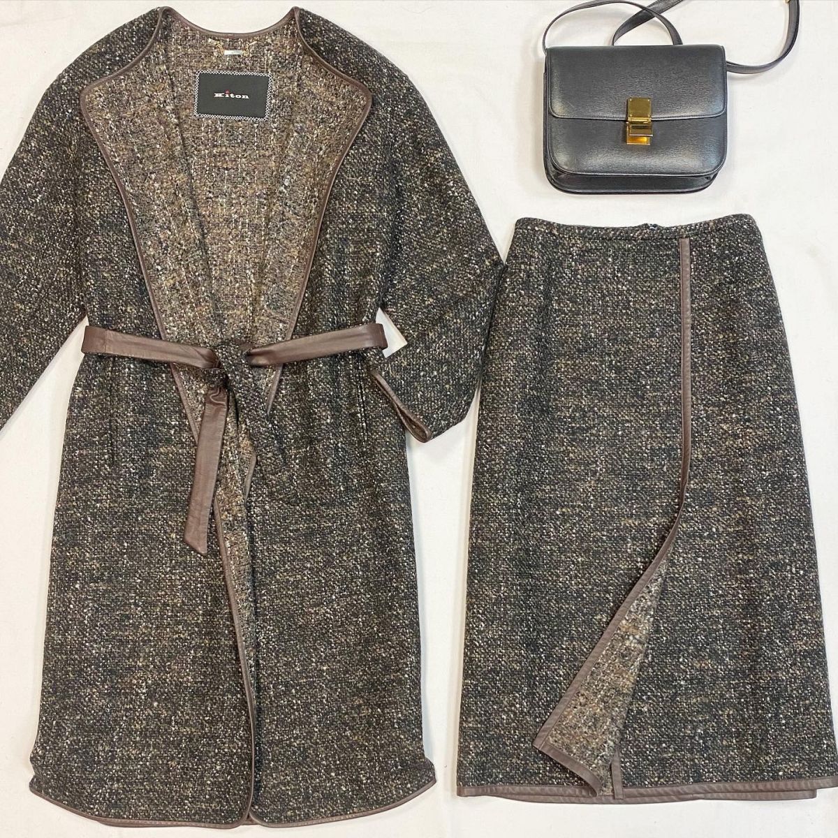 Костюм Пальто +Юбка Kiton размер 44 цена 169 235 рубСумка Celine