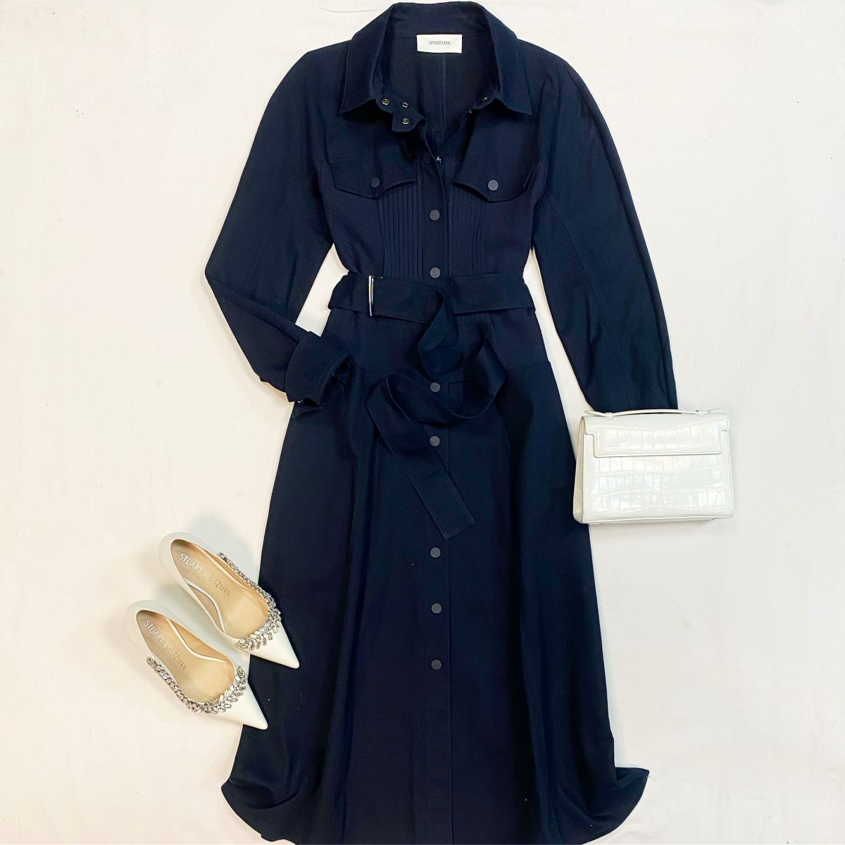 Платье Sportmax размер 38 цена 15 385 рубТуфли Stuart Weitzman размер 36.5 цена 23 078 рубСумка Giosa