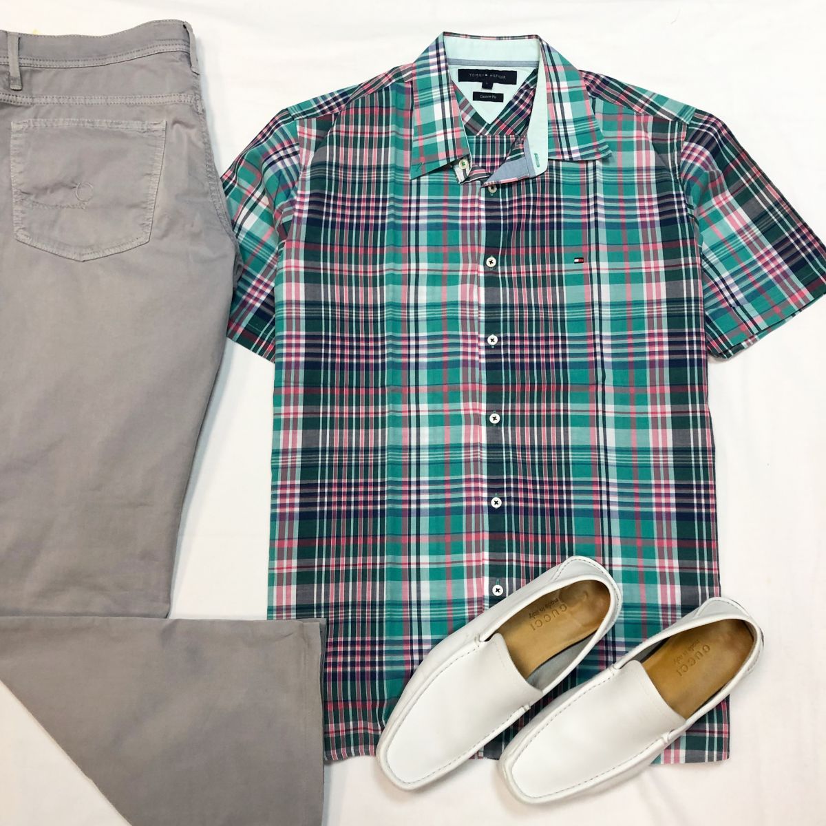 #Mechtamen
Рубашка TOMMY HILFIGER размер L цена 769 руб 
Брюки GORNELIANI размер 36 цена 3 077 руб 
Мокасины GUCCI размер 40 цена 7 693 руб