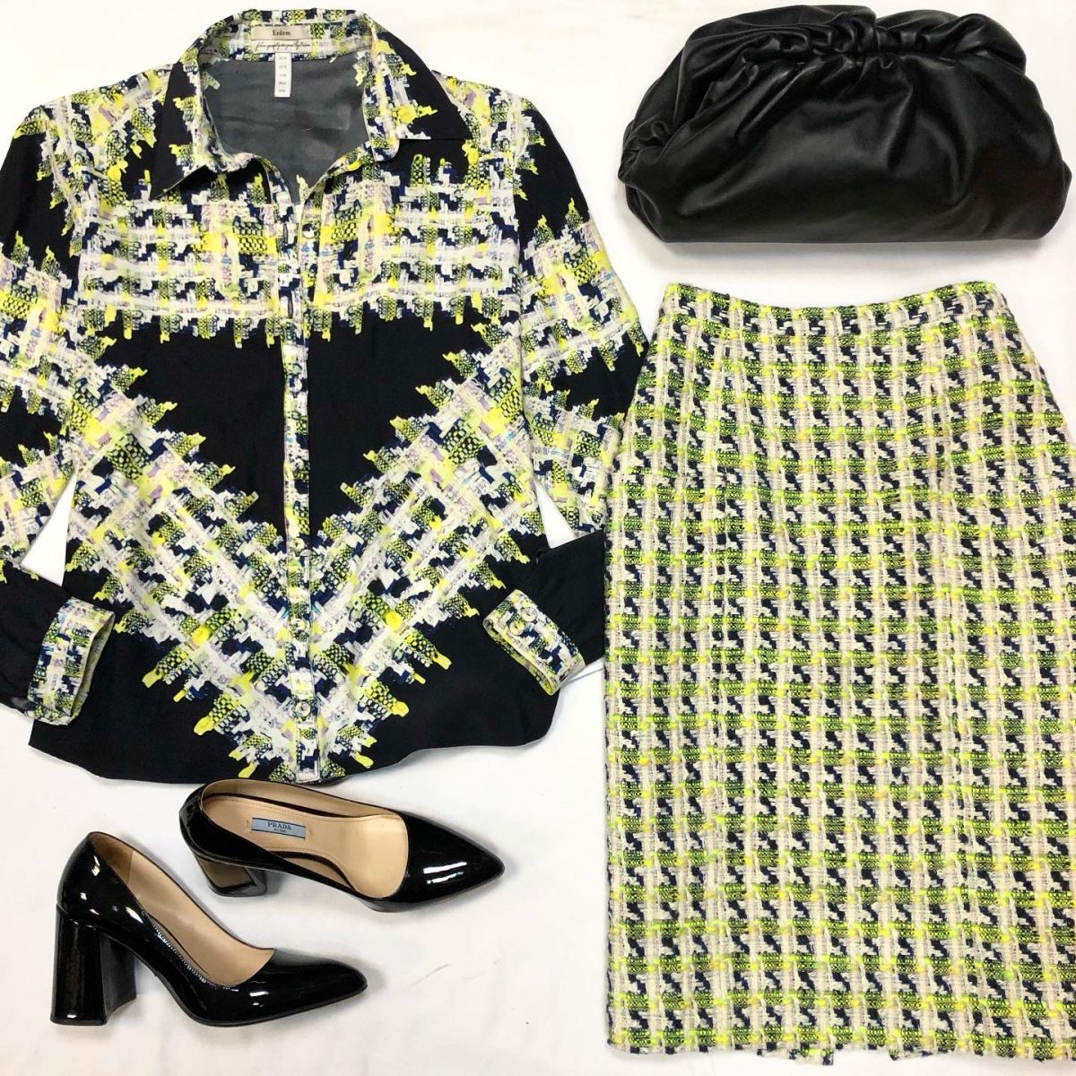 Костюм /шёлк/твид/ Erdem размер 42/46 цена 7693 руб Клатч Bottega Veneta