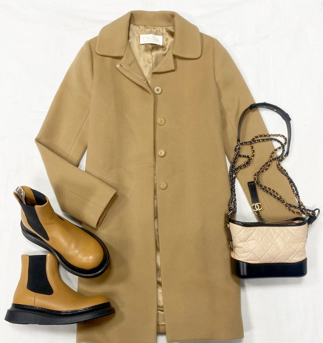 Пальто Chloè размер 40 цена 12 524 руб 
Ботинки Loewe размер 39 цена 23 483 руб
Сумка Chanel