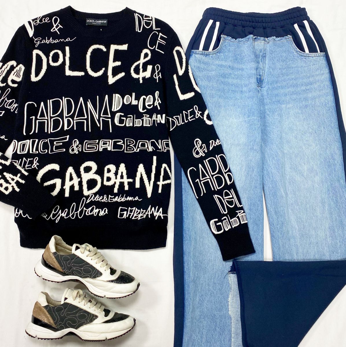 Кофта Dolce Gabbana размер 40 цена 23 483 руб 
Брюки размер L цена 7 828 руб 
Кроссовки Brunello Cucinelli размер 37 цена 23 483 руб