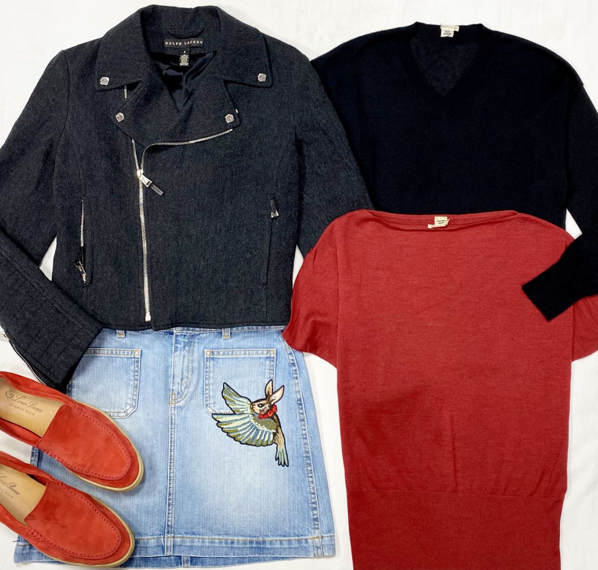 Кофта / кашемир / шелк / Hermès размер 38 цена 23 483 руб 
Топ Hermès размер 36 цена 15 655 руб 
Куртка Ralph Lauren размер 8 цена 12 524 руб 
Юбка Gucci размер S цена 10 959 руб 
Лоферы Loro Piana размер 39.5 цена 23 483 руб