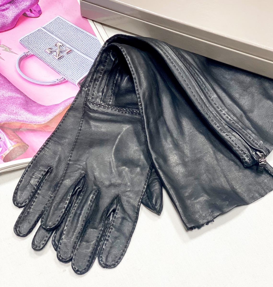 Перчатки/кожа/ Diane Von Furstenberg размер 7 цена 4 616 руб 