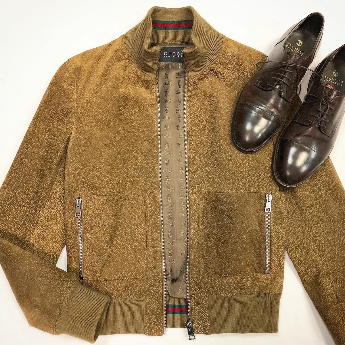 Куртка / кожа / Gucci размер 48 / 50 / цена 30 770 руб Туфли Brunello Cucinelli  размер 45 цена 18 463 руб / новые /