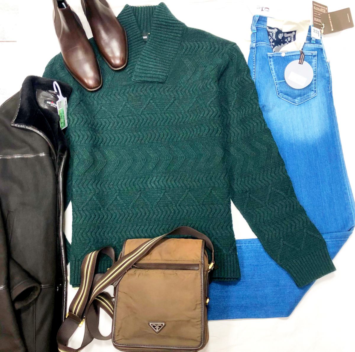 #MechtanenСвитер BOSS размер 3XL цена 8 615 руб Джинсы JACOBS COHËNEN размер 32 цена 15 655 руб /новые с ценником/ Сумка PRADA