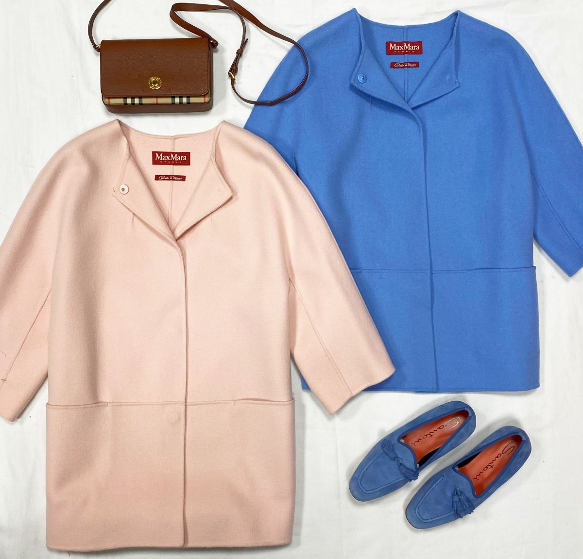Пальто Max Mara размер 36 цена по 23 078 руб Лоферы Santoni размер 37 цена 18 463 руб / новые / Сумка Burberry