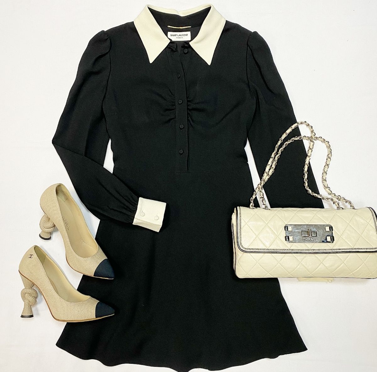 Платье Saint Laurent размер 36 цена 23 078 руб Туфли Chanel размер 37 цена 46 155 рубСумка Chanel