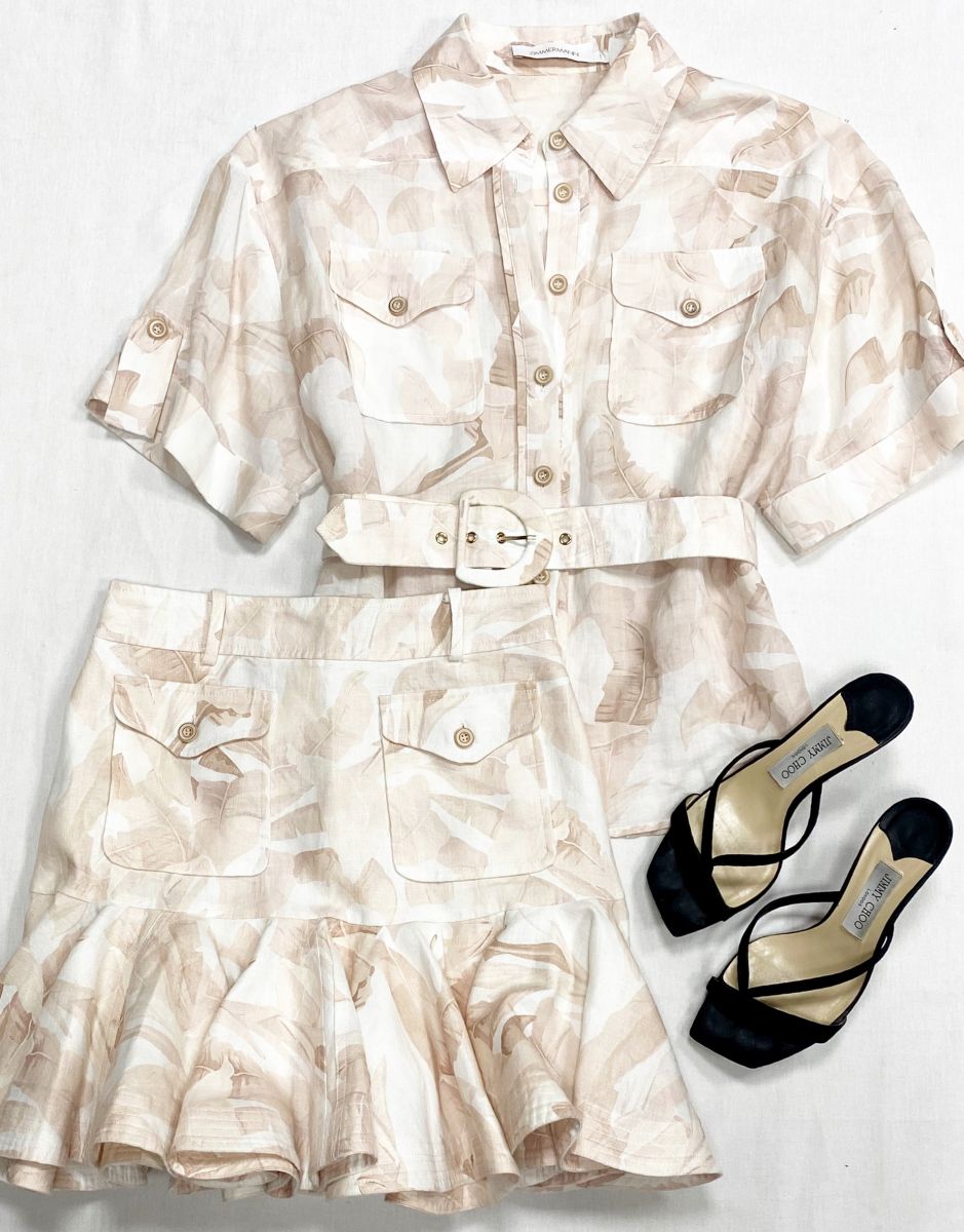 Костюм Zimmermann размер 1 цена 23 483 рубСабо Jimmy Choo размер 38 цена 12 524 руб
