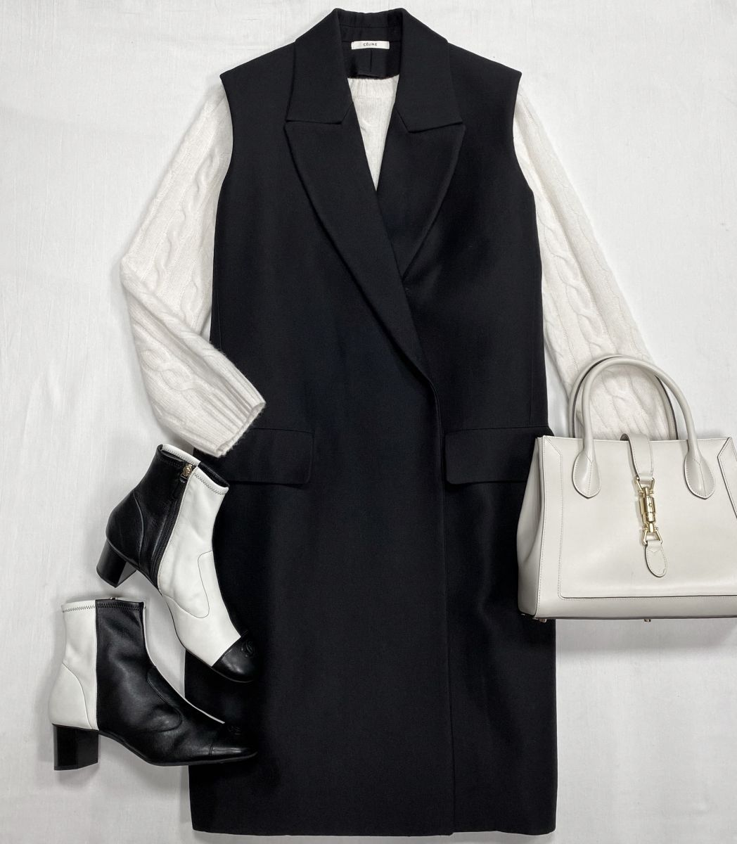 Жилет Celine размер 38 цена 31 310 руб 
Кофта / кашемир / Joie размер L цена 9 393 руб 
Ботильоны Chanel размер 39.5 цена 78 275 руб
Сумка Gucci